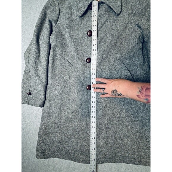 Zero King Men’s Gray Wool Dress Coat Jacket Size 40 - Vintage Wood Buttons Lined - Picture 11 of 14